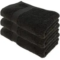Julie Julsen Julie-Julsen Handtuch Bio, schwarz, 70 x 140 cm, Duschtuch mit Bordüre, 100% Bio-Baumwolle, 550 g/m2, 3 Stück