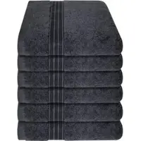 Dyckhoff Handtuch Siena Set, graphit, 30 x 50 cm, Gästetuch mit Bordüre, aus 100% Baumwolle, 500 g/m2, 6 Stück