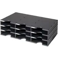 Styro Sortierstation 268-0303 Styrodoc Trio, A4, 9 Fächer, 3 Etagen, Kunststoff, schwarz