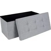 Songmics Sitztruhe hellgrau, 76 x 38 x 38cm, mit 80L Stauraum, Leinen, bis 300kg belastbar