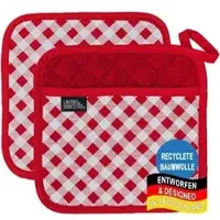 LauterSchutz Topflappen LS104s, Baumwolle, rot, 20 x 20 cm, waschbar, 2 Stück