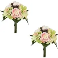 Creativ Green Kunstblume Rosen-Hortensienbouquet, champagner, Höhe 31 cm, 2 Stück