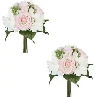 Creativ Green Kunstblume Rosen-Hortensienbouquet, rosa, Höhe 31 cm, 2 Stück