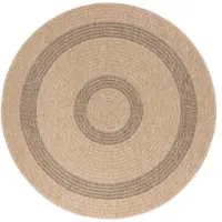 Carpetsale24 Runder Outdoor Teppich Wetterfest Küchen Teppich Wasserfest Flachgewebe Sisal Optik Vintage für Balkon Terrasse Wohnzimmer 200 cm Rund