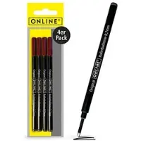 ONLINE Schreibgeräte ONLINE Rollerball-Minen Gelschreiberminen schwarz 0,7 mm 4 St.