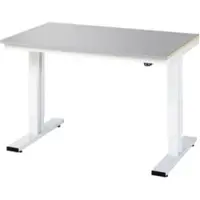 RAU Werktisch Adlatus, elektrisch höhenverstellbar, 25 mm MDF-Platte mit Edelstahlbelag, bis 300 kg, B 1250 x T 800 x H 720-1120 mm, silber/lichtgrau
