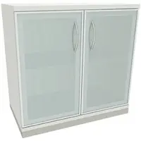 Fm Büromöbel Aktenschrank »Sidney« 2 OH satinierte Acrylglastüren weiß, 80x78.1x44.2 cm