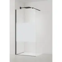 Siko SAT Walk-In Duschtrennwand Duschabtrennung Duschwand 140 cm mit Milchglas-Steifen 8mm Sicherheitsglas