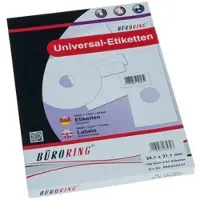 Büroring Etiketten, 38 x 21,1 mm, 6500 Etiketten, weiß, für Laser-, Farblaser-, Inkjetdrucker, Kopierer, lösungsmittelfrei, Blattformat: DIN A4