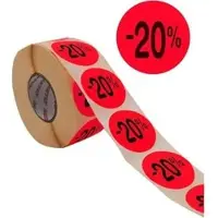 Meto Promo-Etiketten -20%, rund, rot fluor rund, Durchmesser: 40 mm, selbstklebend, lösemittelfrei