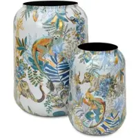 Fleur Ami Bunte Vase oder Übertopf Cobalt Jungle 2er-Set