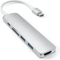 Satechi Type-C USB Passthrough HDMI Hub V2 Silber USB-C auf HDMI