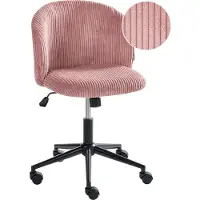 Beliani Bürostuhl Rosa Cord Drehbar Höhenverstellbar Modernes Design Retro Stil Schreibtischstuhl Computerstuhl für Homeoffice Büro Arbeitsplatz