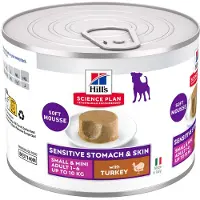Hill's Pet Nutrition Adult Sensitive Stomach & Skin Small & Mini mit Truthahn Hunde-Nassfutter (Dose)