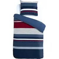 TRAUMSCHLAF Seersucker Bettwäsche Mick navy 200x200 cm + 2x 80x80 cm