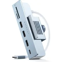 Satechi USB-C Clamp Hub, Kabelgebunden, USB 3.2 Gen 2 (3.1 Gen 2) Type-C, Blau, MicroSD (TransFlash), SD, 116,8 mm, 40,6 mm