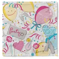 Sovie HORECA Serviette Ballons aus Tissue 33 x 33 cm, 100 Stück - Streifen Herzen Kinder Party