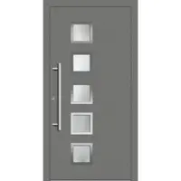 Haustuerenland.de Smarte Haustür "STELLA" 79 mm RC2 mit Fingerprint Graualuminium RAL 9007 beidseitig innen öffnend DIN links