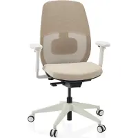 Hjh OFFICE Profi Bürostuhl Skandis Ergonomischer Schreibtischstuhl mit Armlehnen (höhenverstellbar) Stoff / Netzstoff Beige Drehstuhl für Büro, Zuhause