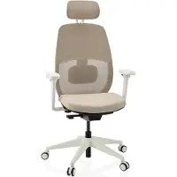 Hjh OFFICE Profi Bürostuhl Skandis Pro Ergonomischer Schreibtischstuhl mit Armlehnen (höhenverstellbar) Stoff / Netzstoff Beige Drehstuhl für Büro, Zuhause