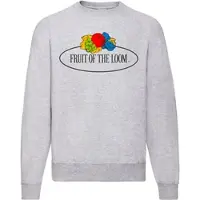 Fruit Of The Loom Classic Raglan Sweat mit Vintage-Logo auf der Brust, graumeliert - Vintage-Logo groß, 2XL