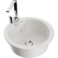Mexen Diego 1-Becken-Granit-Spüle mit Mischbatterie Rita, Weiß - 6512-20-670300-00
