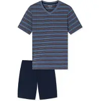 Schiesser Shorty "Casual Nightwear" 2 mit V-Ausschnitt und kurzem Arm, Oberteil gestreift