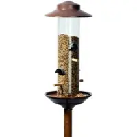 Luxus-Vogelhaus Futterspender im Kupfer-Kunststoff-Design mit Holzständer