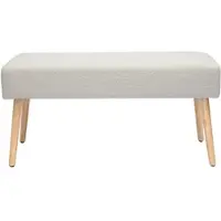 Miliboo Skandinavische Bank aus weißem Stoff mit Bouclé-Wolleffekt und hellem Holz B96 cm GUESTA