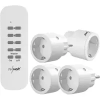 Revolt 4er-Set Mini-Funksteckdosen mit Fernbedienung, bis 2.300 Watt, 50 m