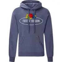 Fruit Of The Loom Kapuzenpullover mit großem Vintage-Logo, vintage navy meliert - Vintage-Logo groß, L
