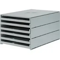 Styro Schubladenbox Styroval, Format C4, 6 offene Schübe, stapelbar, Beschriftungsmaterial, B 243 x T 335 x H 200 mm, Recycling-Kunststoff, schwarz-grau
