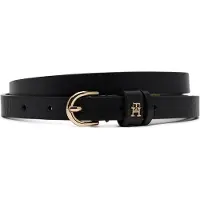 Tommy Hilfiger Ledergürtel "ESSENTIAL EFFORTLESS 1.5", Damen, Gr. 75, schwarz, Rindsleder, unifarben, Gürtel Ledergürtel, Ovale Einfachdornschließe, Logoemblem