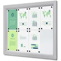 SHOWDOWN Vitrine Magnetisch 8 x A4 Wandmontage Abschließbar Outdoor 97 (B) x 70,5 (H) cm Silber