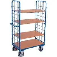 Variofit Etagenwagen sw-600.236, 2 Gitterwände, 4 Etagen, 1000 x 600 mm, Tragkraft 500kg