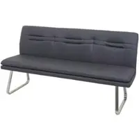 Mendler Sitzbank HWC-H70, Esszimmerbank Bank Polsterbank, Rückenlehne Stoff/Textil Edelstahl gebürstet ~ grau 180cm