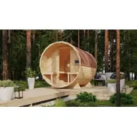 Karibu Fasssauna Libo 2 + 9 KW Ofen mit integrierter Steuerung - Made in Germany
