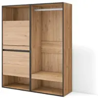 Skraut Home Schuhschrank, Platzsparender Schrank, 120x35x145 cm, Schlafzimmer, Offener Schrank, Modern Style, Eiche _ 458_17