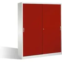 C+P Aktenschrank Acurado mit Schiebetüren, 2 x 5 Ordnerhöhen, H1950xB1600xT500mm Front Rubinrot Korpus Lichtgrau