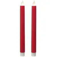 MARELIDA LED Stabkerzen Tafelkerzen bewegliche Flamme H: 24cm 2er Set rot