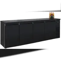 Chefgastro Barkühlschrank ARTIK | 4x Tür | 680 Liter, HxBxT 95x249x55cm | -2/+8°C | Edelstahl Schwarz | + Geschirrtuch