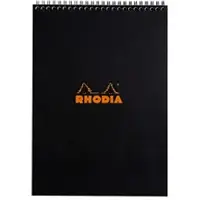 Rhodia 5x Spiralblock Notepad A4, 80 Blatt liniert 80g - Schwarz 185019C
