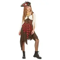 Buttinette Piratin-Kleid für Damen, braun/rot