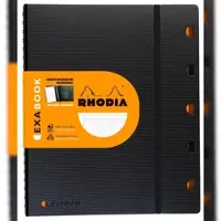 Rhodia 6x Exabook A4+ Rhodiactive, Spiralbuch, 80 Blatt kariert mit Rand/Rahmen und Kopfleiste 90g - Schwarz 132142C