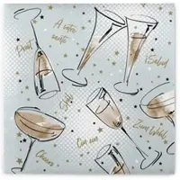 Mank Airlaid Serviette Cheers, 40 x 40 cm, 50 Stück - Silvester Sekt Champagner