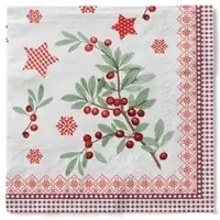 Sovie HORECA Serviette Country Xmas aus Tissue 40 x 40 cm, 100 Stück - Weihnachten Ilex-Zweige