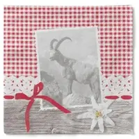 Sovie HORECA Serviette Alma aus Tissue 33 x 33 cm, 100 Stück - Edelweiß Bergziege Karos