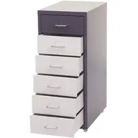 Mendler Rollcontainer Boston T851, Schubladenschrank Stahlschrank, 69x28x41cm 6 Schubladen ~ dunkelgrau weiß-dunkelgrau