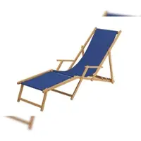 Erst-Holz Strandliege blau Liegestuhl Holzliege Buche natur Fußteil Kissen klappbar 10-307 N F KH