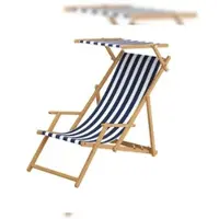 Erst-Holz Liegestuhl blau-weiß Gartenliege Strandliege Sonnendach Tisch Kissen Buche hell 10-317NSTKD
